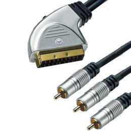 Cablu scart la 3 RCA tata + intr. Gold 3m