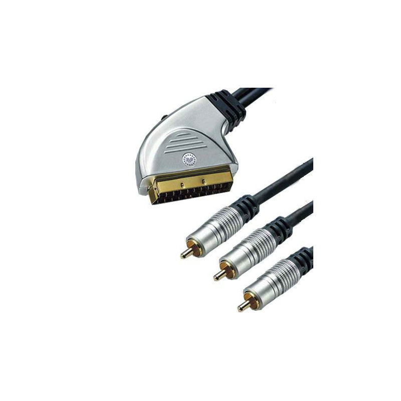 Cabluri audio - video Cablu scart la 3 RCA tata + intr. Gold 3m 14,54 Lei