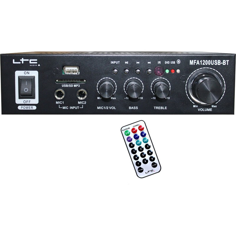 Amplificatoare Amplificator Karaoke LTC USB/SD/Bluetooth 2x50W Negru 202,34 Lei Amplificatoare Amplificator Karaoke LTC USB/SD/Bluetooth 2x50W Negru 202,34 Lei