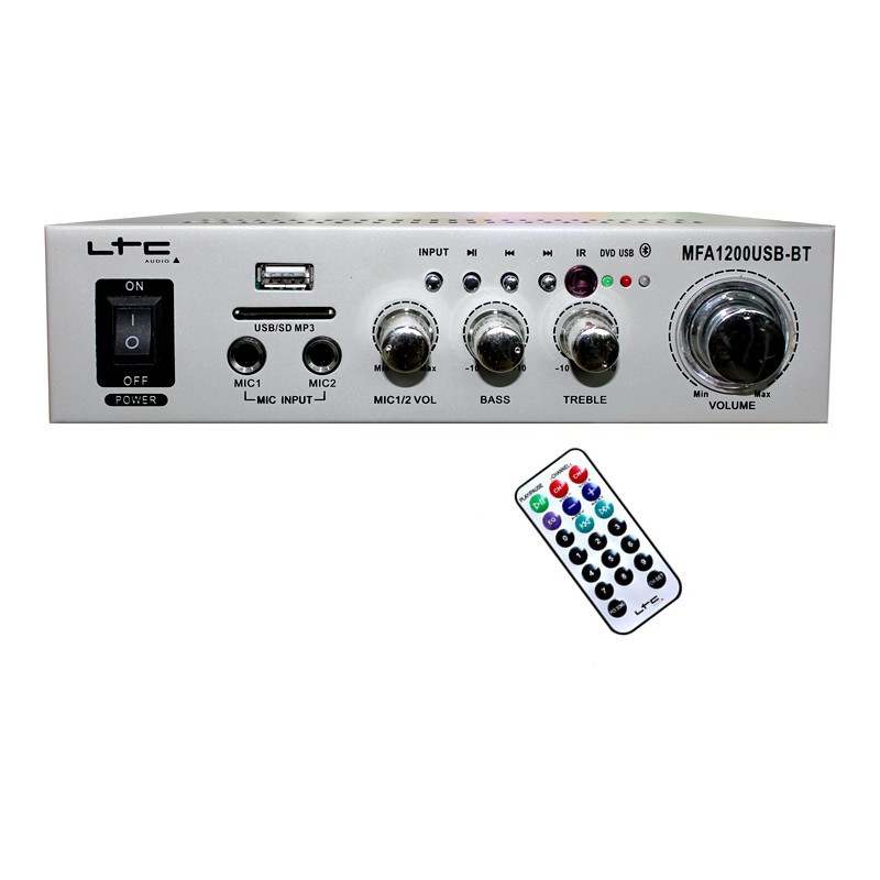 Amplificatoare Amplificator Karaoke LTC USB/SD/Bluetooth 2x50W Argintiu 202,34 Lei Amplificatoare Amplificator Karaoke LTC USB/SD/Bluetooth 2x50W Argintiu 202,34 Lei