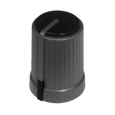 Buton plastic negru pentru ax tesit de 6mm