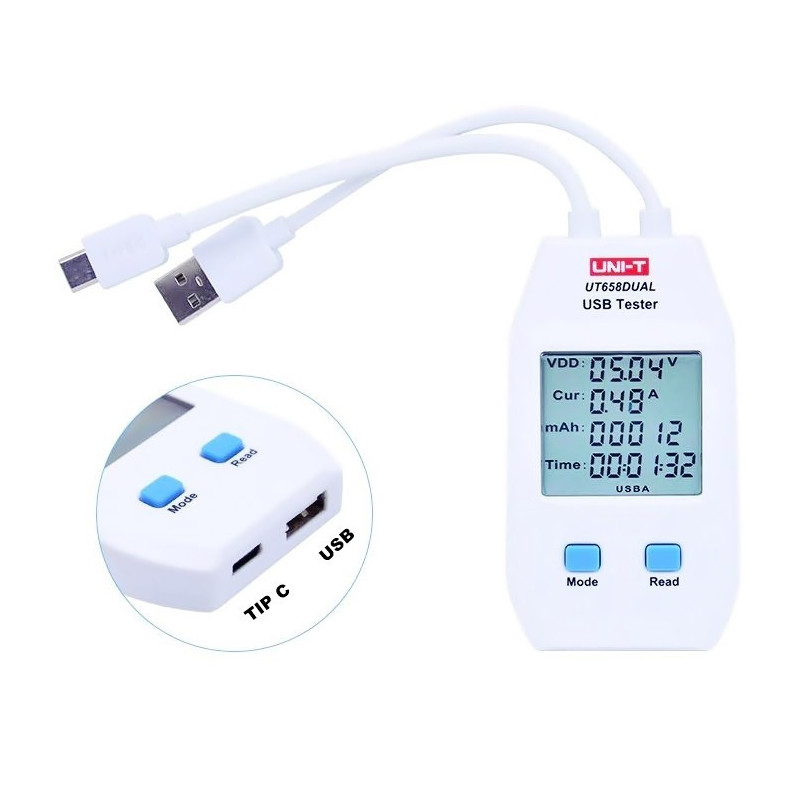 Aparate de masura & accesorii Tester USB UT658DUAL UNI-T 90,50 Lei
