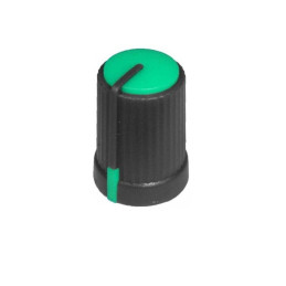 Buton plastic verde pentru ax tesit de 6mm