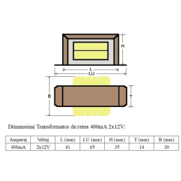 Transformatoare Retea Transformator de retea 400mA 2x12V 4.8W 33,50 Lei