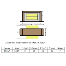 Transformatoare Retea Transformator de retea 2A 2x12V 24W 82,50 Lei